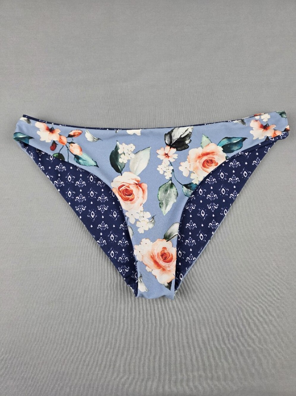 Reversible Cheeky Bikini Bottoms Floral Rose Geometric Reversible Size Medium